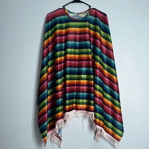 Multicolor Striped Women's Poncho Top